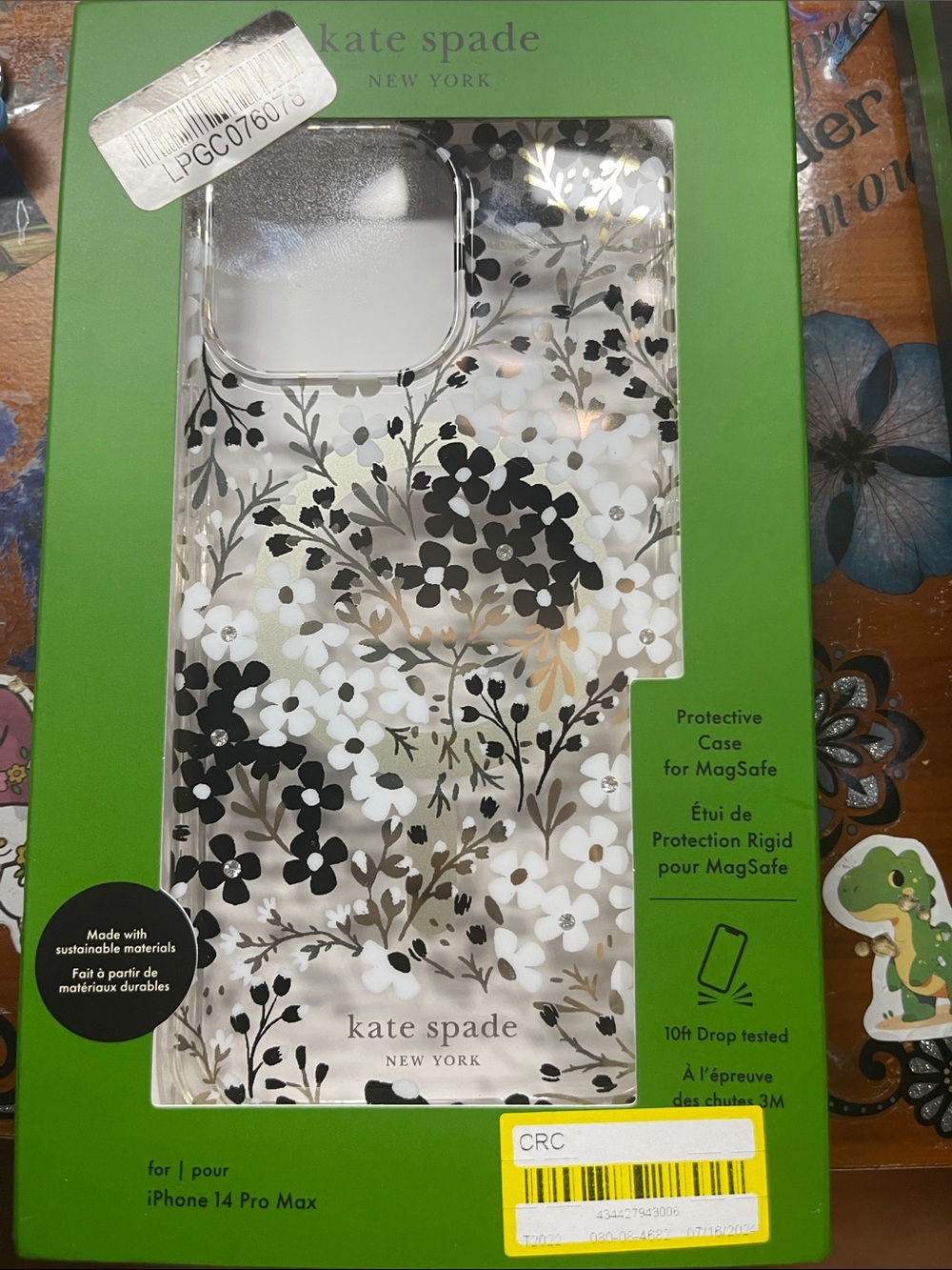 kate spade floral iPhone 14 Pro Max Case in Black, White & Gold